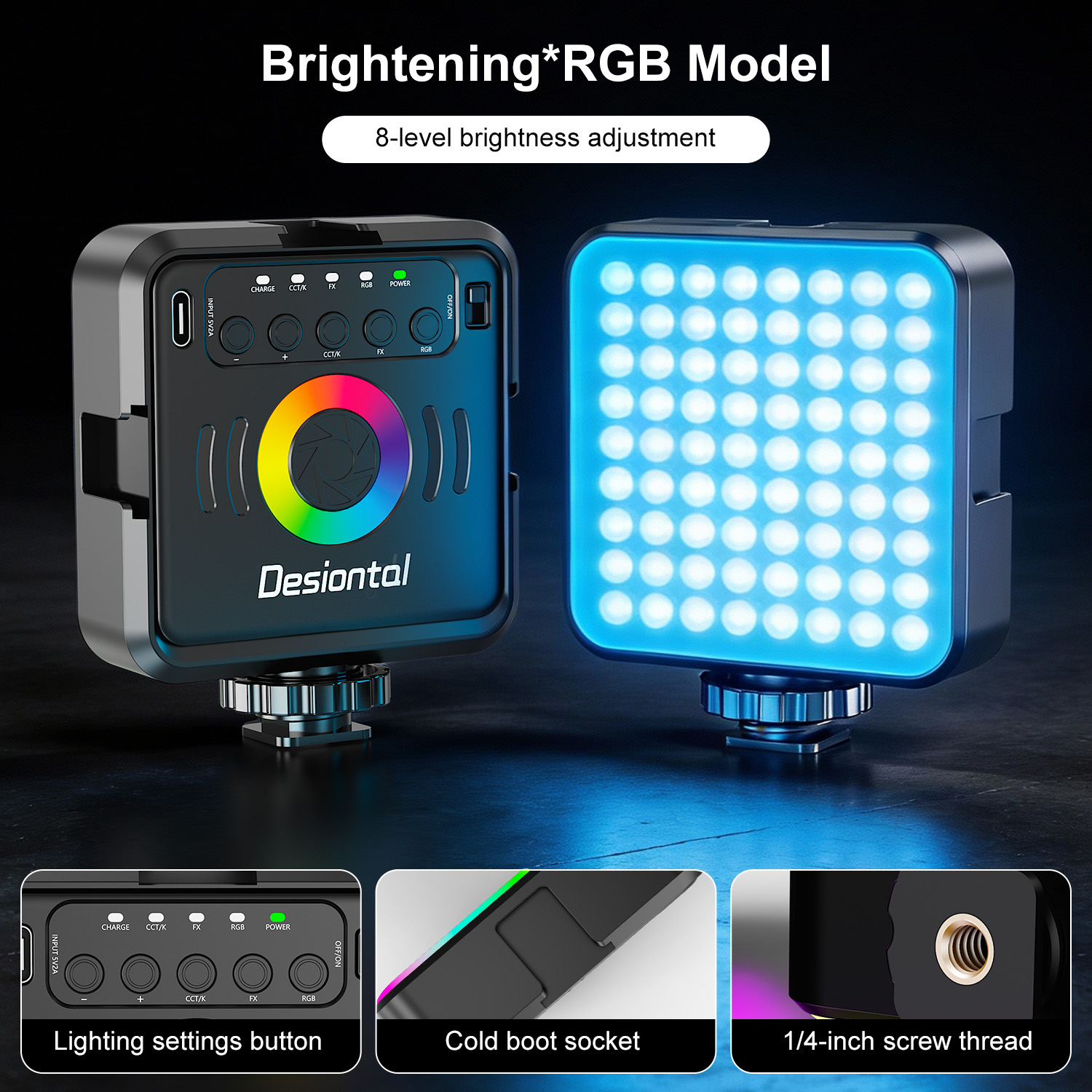 Photography Types Of Lighting - Desiontal X2 Portable RGB Photography Type-C