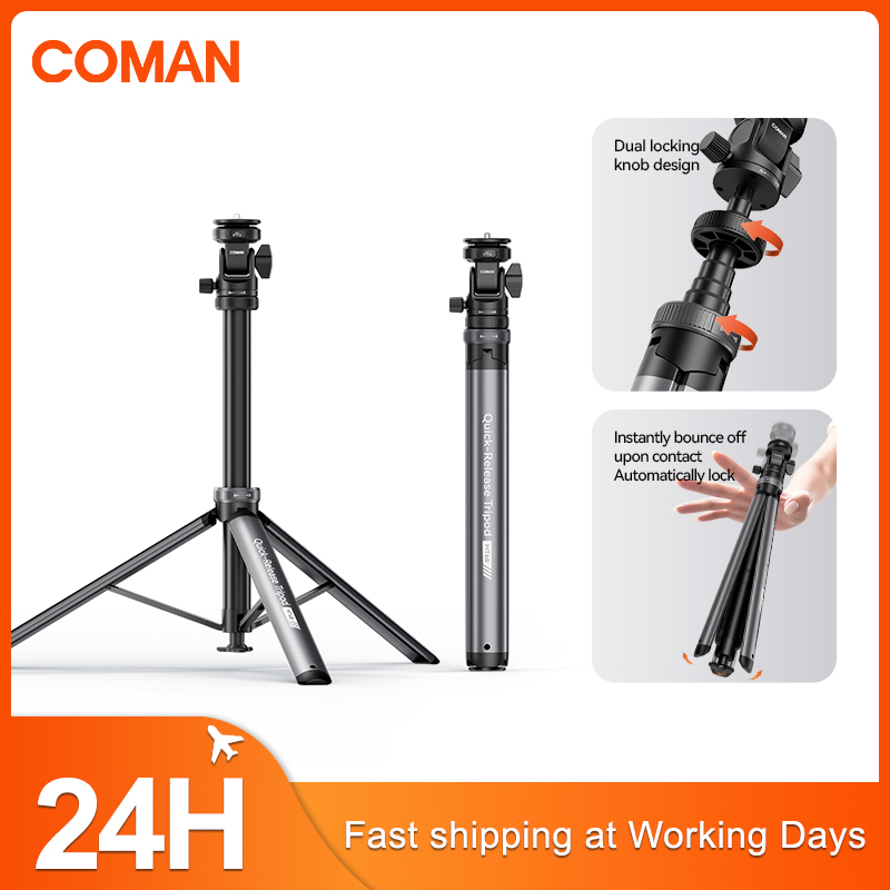 Photography Video Lighting Kit With Adjustable Tripod Stand - COMAN MT68 One Click Pop up