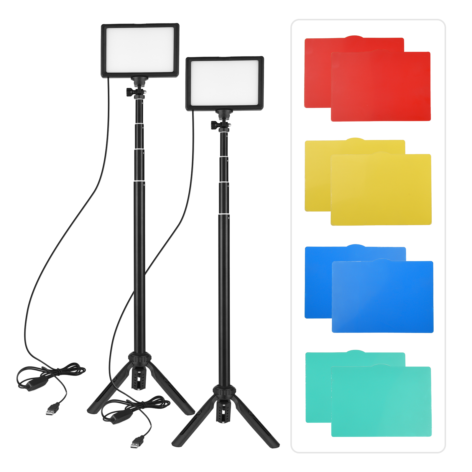 Photography Video Lighting Kit With Adjustable Tripod Stand - Andoer 2pcs LED Video Light Kit