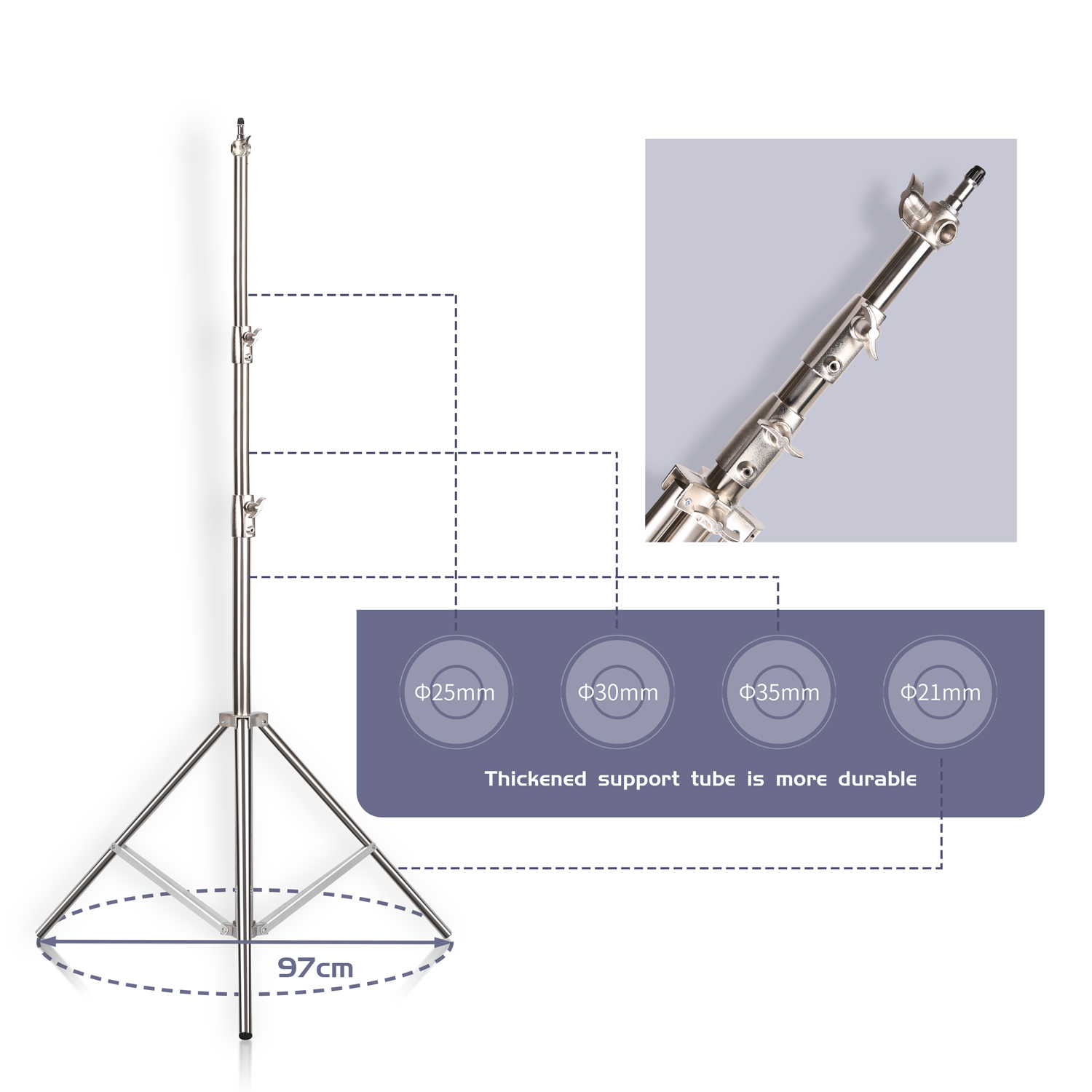 SH 2.8M Stainless Steel Light  - огляд і ціна Photography Video Lighting Kit With Adjustable Tripod Stand