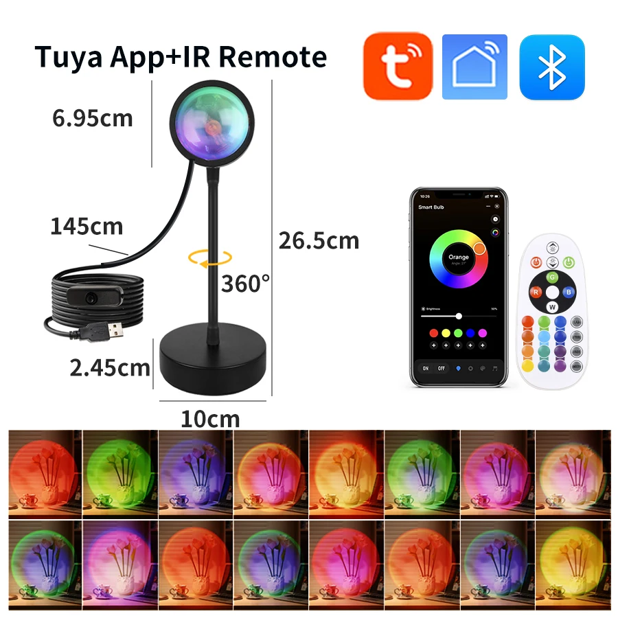 Smart Sunset Lamp Tuya USB Sun - огляд і ціна Photography Lighting App