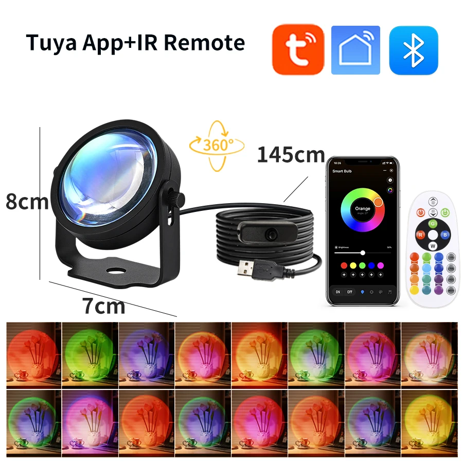 Smart Sunset Lamp Tuya USB Sun - огляд і ціна Photography Lighting App