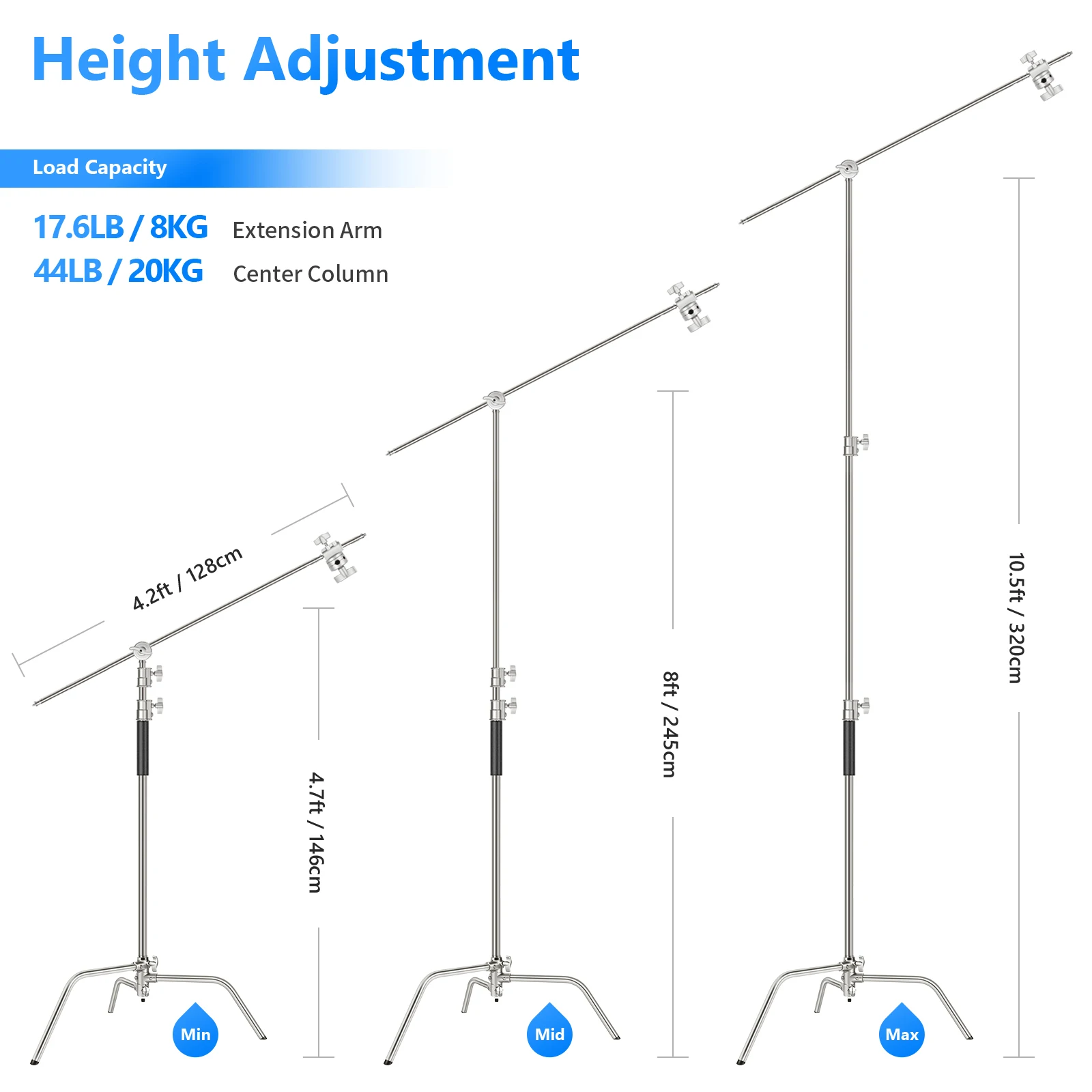 NEEWER Pro 100% Stainless Stee - огляд і ціна Boom Arm Stand