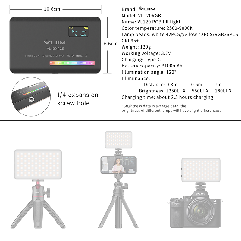 Ulanzi VL120 RGB Camera Video  - огляд і ціна Photography Lighting Stick